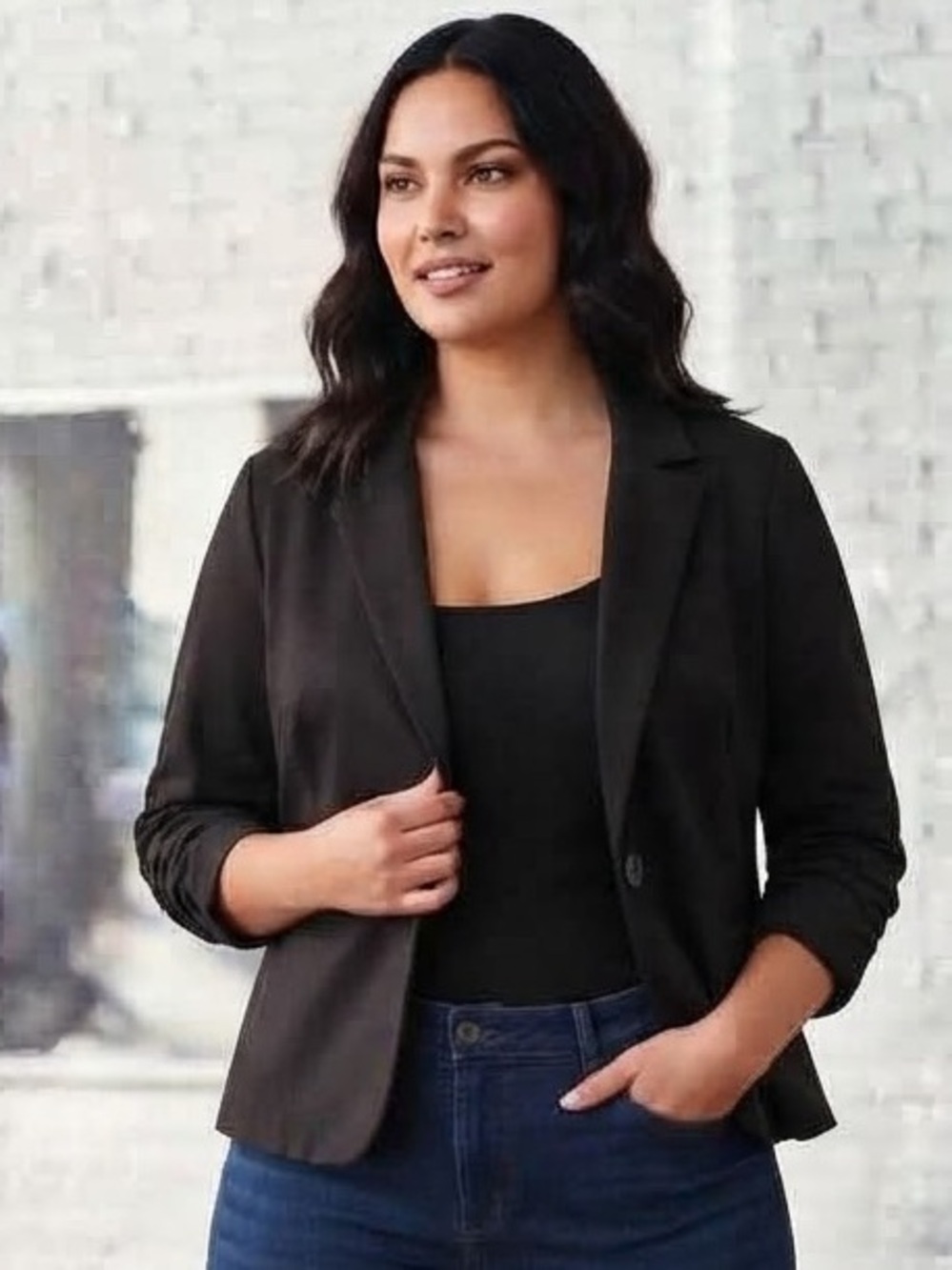 TORRID City Twill Classic Fit Blazer 2X 24” p2p Black $59 Retail NWOT